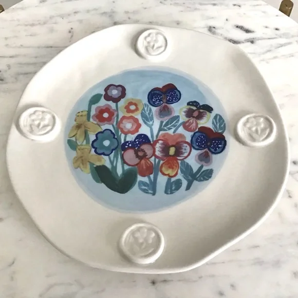 Anthropologie Francesca Kaye Handpainted Glazed Plate New In Box - Picture 8 of 10